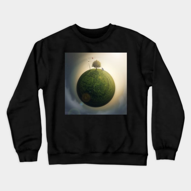 Surreal green planet Crewneck Sweatshirt by psychoshadow
